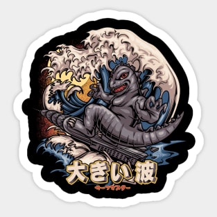 Surfing Godzilla Sticker